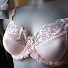 34d figura peach pink embroidery underwired bra bnwt