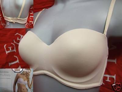34c m&s natural multiway smooth padded bandeau bra BNWT