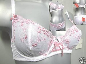 34a littlewoods white & pink embroidery wired bra BNWT