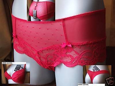 gossard red lace short style knickers size 12/14 bnwt