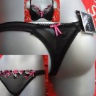 black floral embroidery fulfilled thong size 22 BNWT