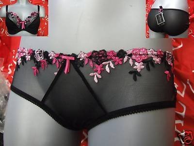 black floral embroidery fulfilled boyshort size 16 BNWT