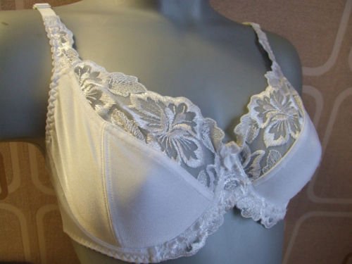 32dd figura contessa white embroidery underwire bra BN