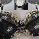 30e charnos black gold lace embroidery underwired bra
