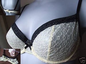 38a m&s per una lemon & black underwired padded bra BN