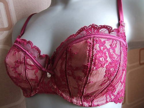 32b m&s autograph lace balcony bra dark red lace BNWOT
