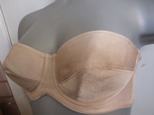 32b charnos nude padded strapless satin underwired bra