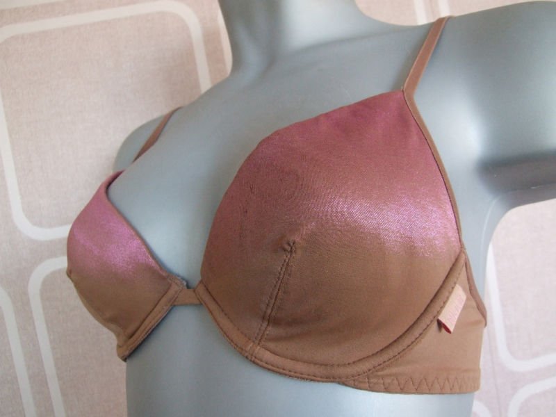 ELLE 34b brown & pink glitter padded plunge bra BNWOT