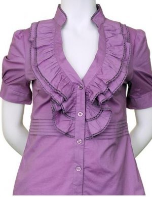 Small Size Lilac Purple Ruffle Blouse with Sleeves for Junior Women