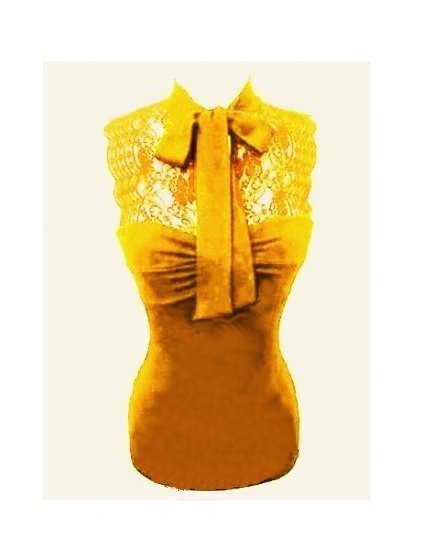 Small Size Junior Womens Sexy Vintage Yellow Lace Tank Top