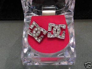 Dc Shoes Company Silver Stud Earrings Diamonds New Ice