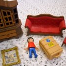 Playmobil Geobra Victorian Mansion China Cabinet, Sofa, Chair, and Figure 1989 (HC10)