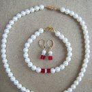 gorgeous  pearl beads necklace set  with swarovski crystal beads