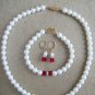 gorgeous  pearl beads necklace set  with swarovski crystal beads