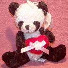 Panda Bear W/Velvet Heart with Pink Ribbon and Flower - Great Gift! NEW