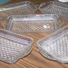 SET OF 5 GLASS DIAMOND CUT SNACK/SERVING DISHES