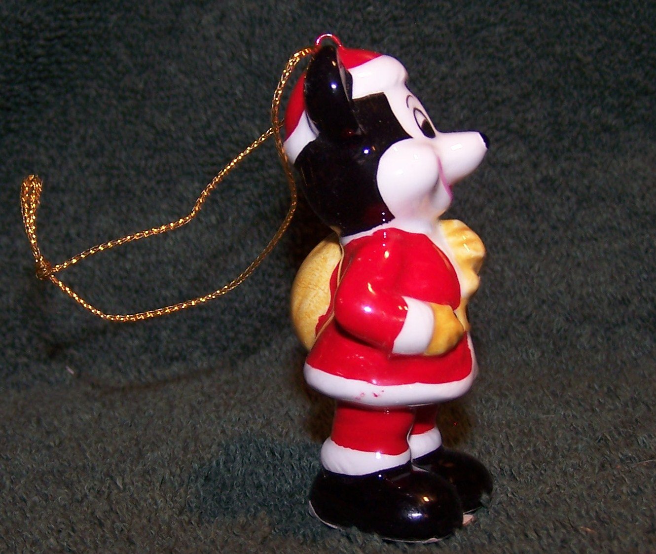 Vintage Disney MICKEY MOUSE as Santa Ceramic Christmas Ornament