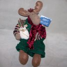 17” Christmas Moose – Sweater, Bibbed Overalls, & Scarf – Carrying Happy Holiday Sign and Bag