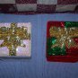 Present Shape Gift Box - Sequin & Velvet &acirc;�� White Box with Gold and Pearly White Sequin Top