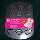 NEW WILTON 12 Cavity Non-Stick Cookie / Cake Pan - Hearts and Kisses Design Mold