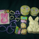 10 Easter Cookie Cutters, Mold, Easter Tins & 48 Cupcake Papers-Picks