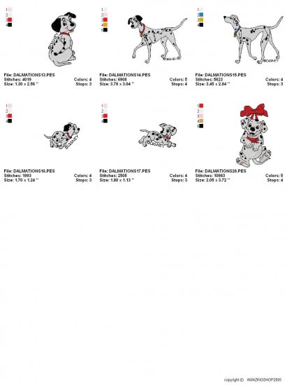 101 DALMATIANS - 18 EMBROIDERY DESIGNS INSTANT DOWNLOAD