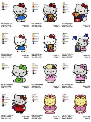 HELLO KITTY (2) - 12 EMBROIDERY DESIGNS INSTANT DOWNLOAD