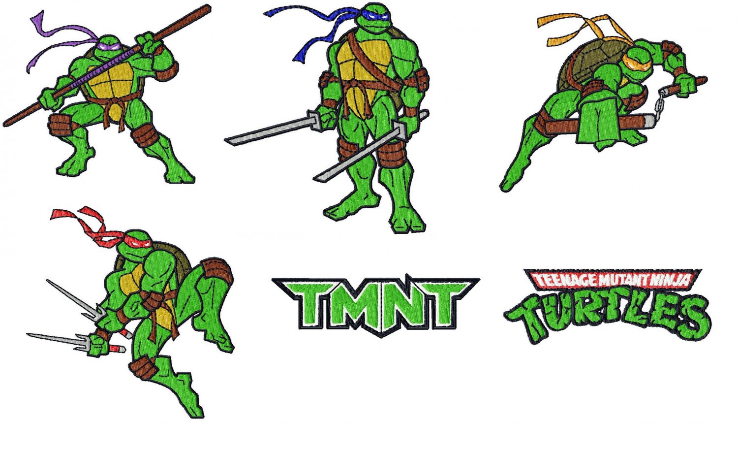 NINJA TURTLES (1) 6 EMBROIDERY DESIGNS INSTANT DOWNLOAD