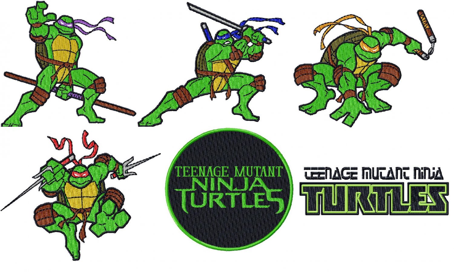 NINJA TURTLES (2) 6 EMBROIDERY DESIGNS INSTANT DOWNLOAD