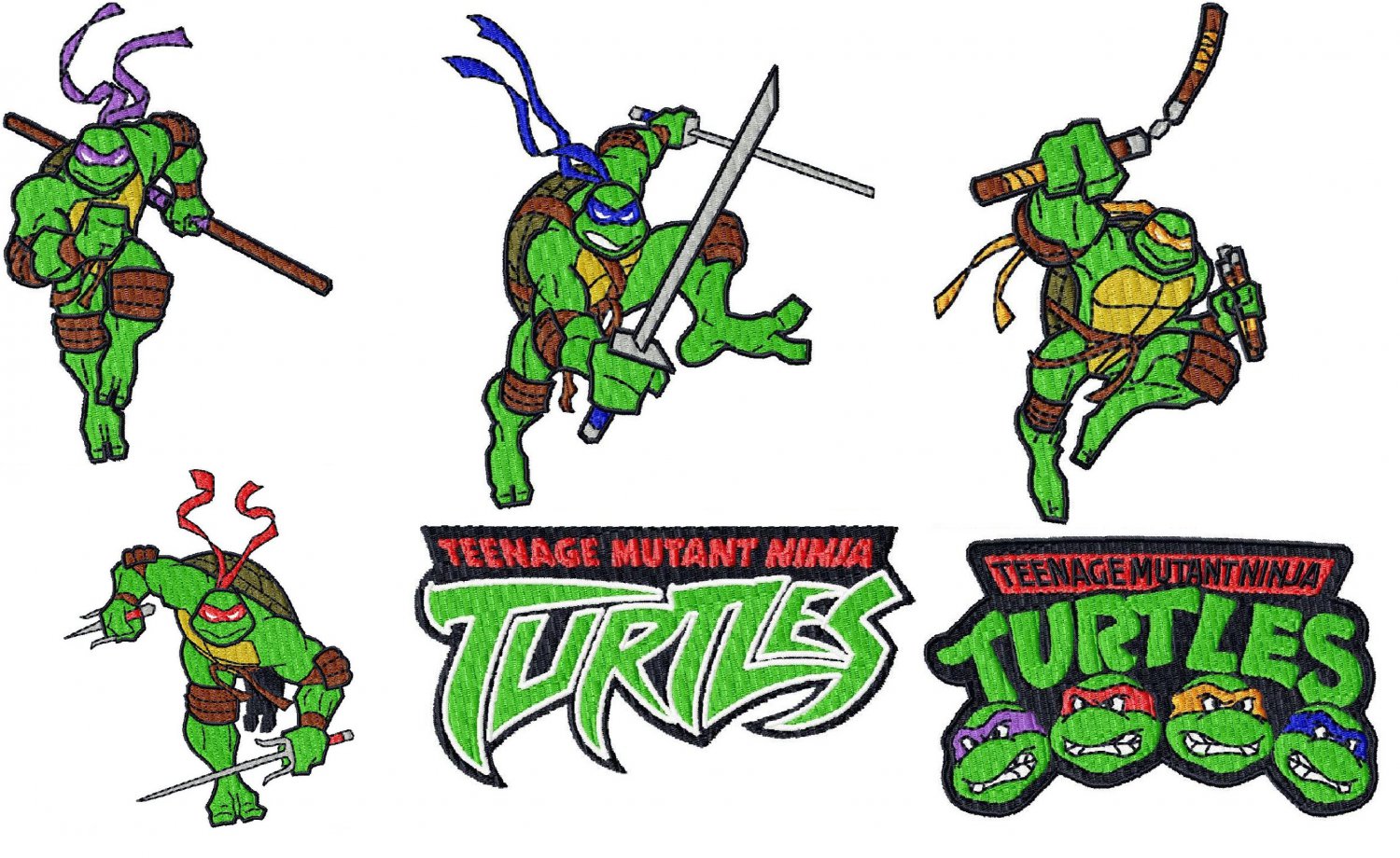 NINJA TURTLES (3) 6 EMBROIDERY DESIGNS INSTANT DOWNLOAD