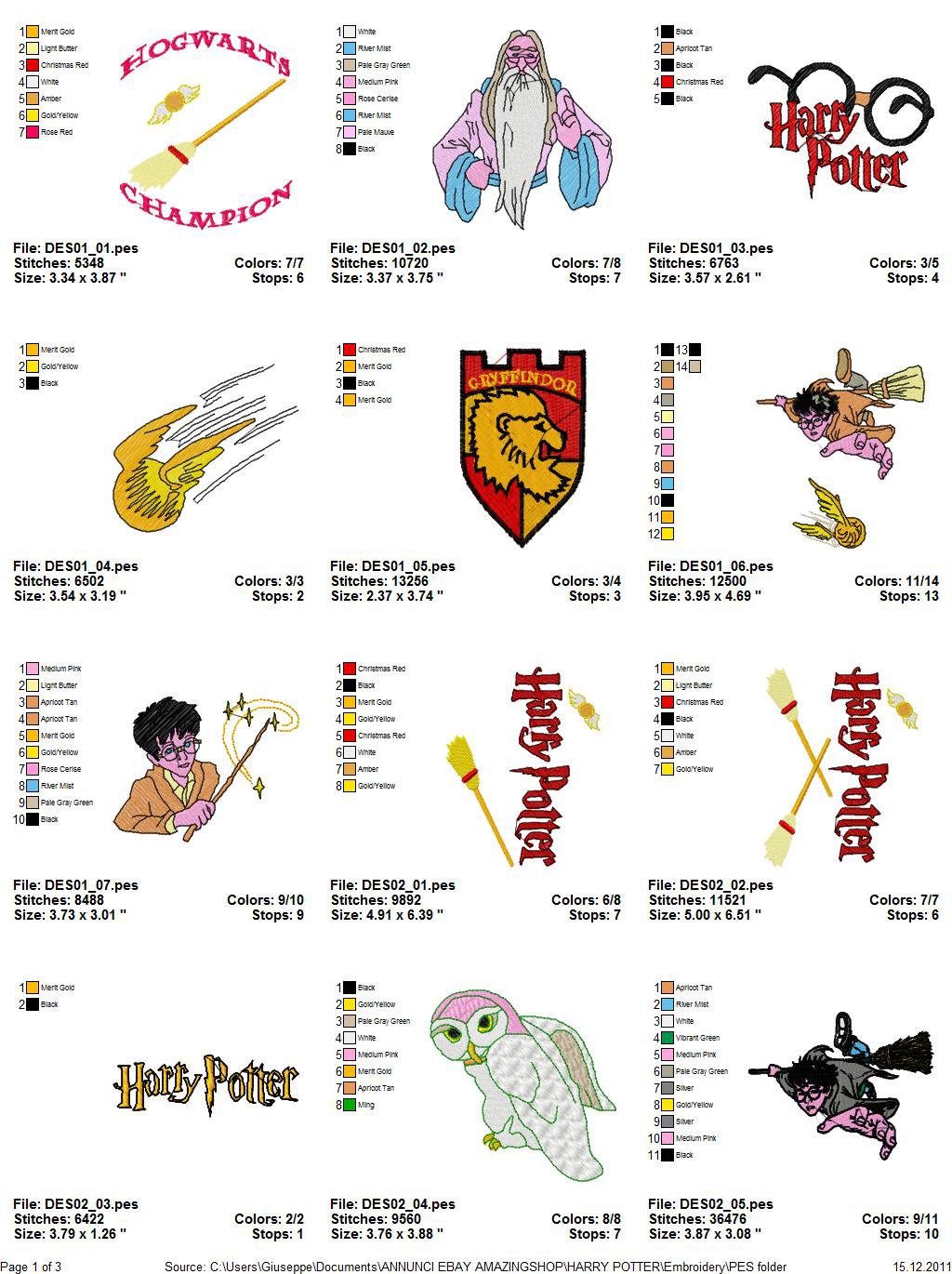 Harry Potter 28 Embroidery Designs Instant Download 