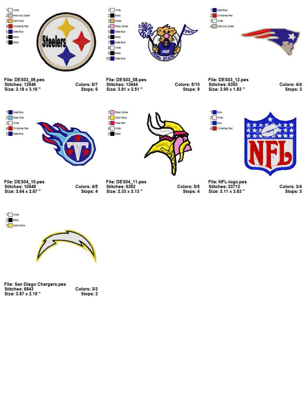 NFL LOGO (3) - 19 EMBROIDERY DESIGNS INSTANT DOWNLOAD