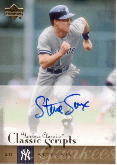 STEVE SAX 2004 UD YANKEES CLASSICS CLASSIC SCRIPTS AUTOGRAPH #62 NEW YORK YANKEES