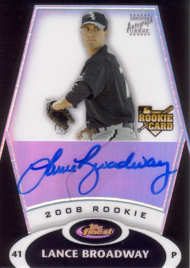 LANCE BROADWAY 2008 FINEST #156 BLACK REFRACTOR AUTO 94/99 ROOKIE WHITE SOX AllstarZsports.com