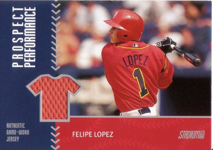 FELIPE LOPEZ 2001 STADIUM CLUB PROSPECT PERFORMANCE JERSEY #PRP7 ROOKIE BLUE JAYS AllstarZsports.com