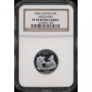 2004-S 2004S WISCONSIN STATE QUARTER - SILVER - CERTIFIED NGC PF70 UC PR70 DC
