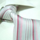 100% silk tie,white/pink stripe SW1417