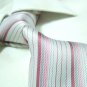 100% silk tie,white/pink stripe SW1417