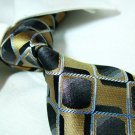 Gold/black check silk tie SW1370
