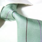 Light green silk check necktie SW1212