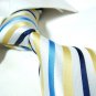 Yellow/blue/white stripe silk necktie SW1270