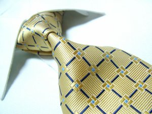 Silk neck gold check neck tie SW1174