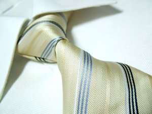Yellow stripe silk neck tie SW1030