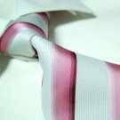 Pink/white stripe 100% silk necktie SW958