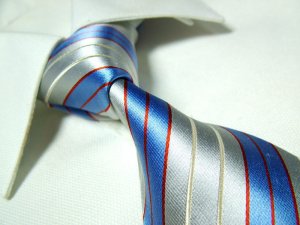 PAUL blue/silver stripe necktie SW959