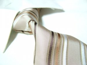 Beige silk stripe necktie SW982