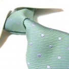 Pure silk necktie SW1703,silver dots/green