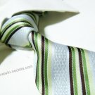 100% silk tie SW1971,white/green stripe