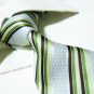 100% silk tie SW1971,white/green stripe
