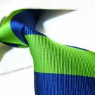 100% silk tie SW2004,blue/green stripe,extra-long